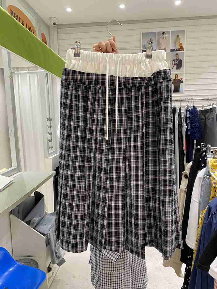 BRICKLANE韓國代購女裝新品休閑熱賣推薦時尚長裙格子雙層BRICKLANE長裙