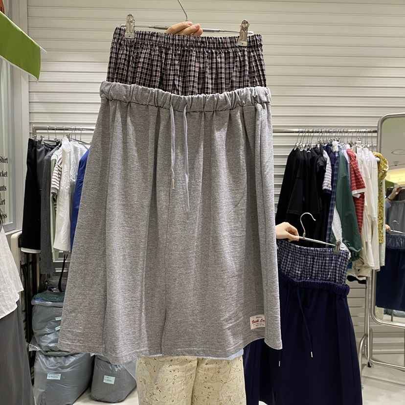 BRICKLANE韓國東大門直郵女士新款休閑熱賣時尚長裙格子雙層BRICKLANE長裙