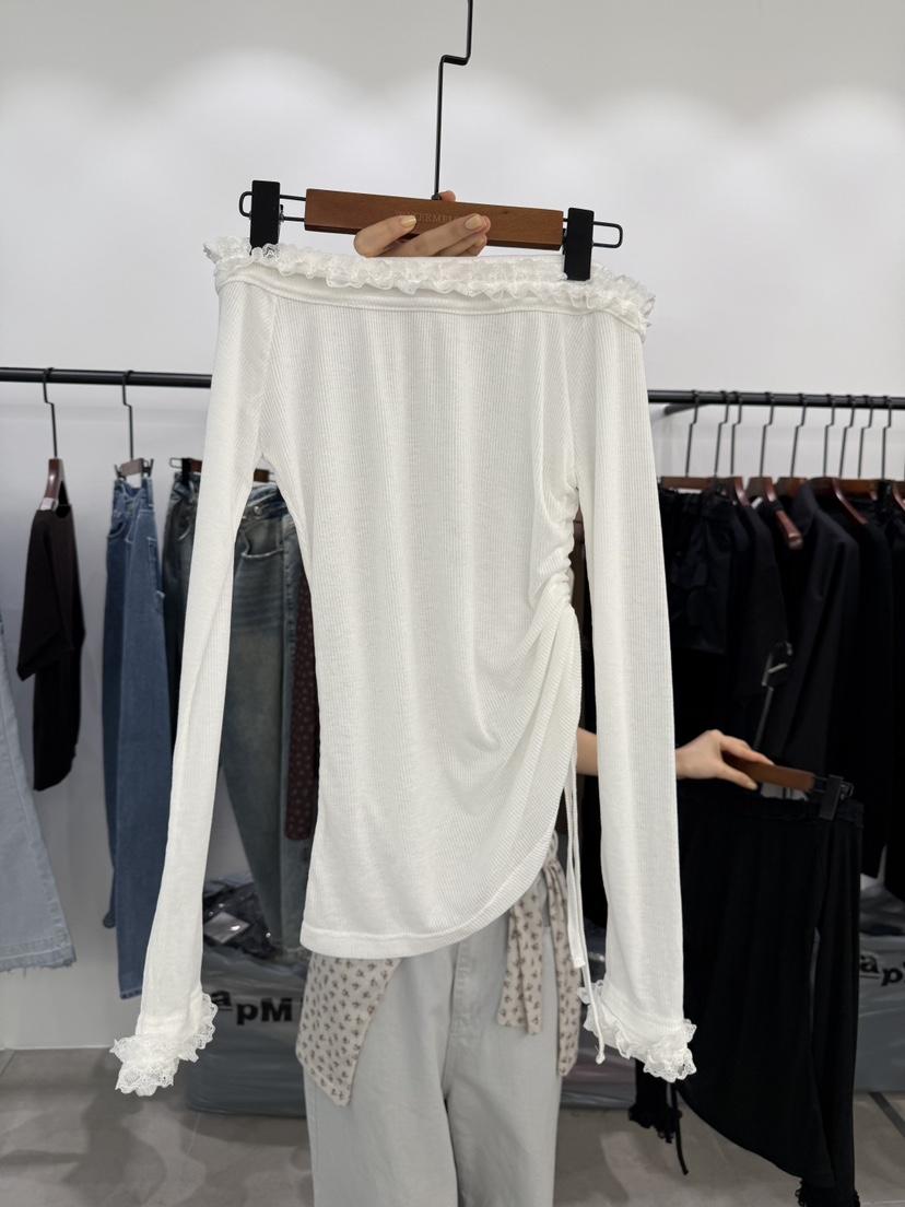 WATERMELON韓國代購女士新款職業推薦26春夏人氣長袖T恤蕾絲WATER MELON長袖T恤