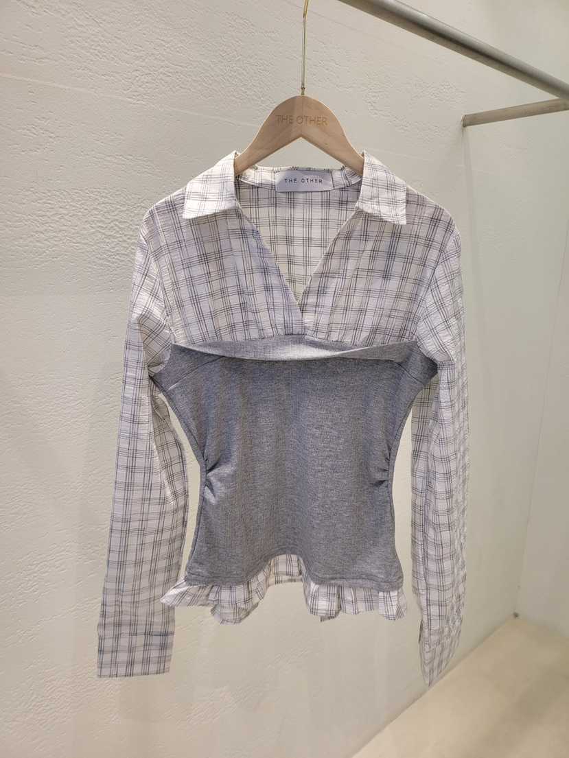 THE OTHER韓國直郵實拍女裝新品人氣推薦襯衫蕾絲衫假兩件THE OTHER襯衫/蕾絲衫