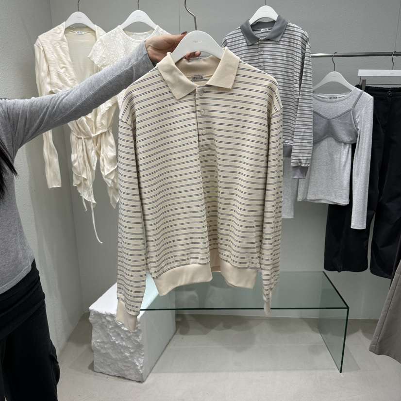 NEUTER韓國代購女裝新款職業推薦熱賣26春夏休閑長袖T恤條紋NEUTER長袖T恤