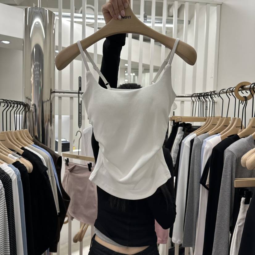 VENEFIT韓國東大門直郵女裝新款26春夏熱賣職業吊帶背心褶皺VENEFIT/JENNIE吊帶/背心