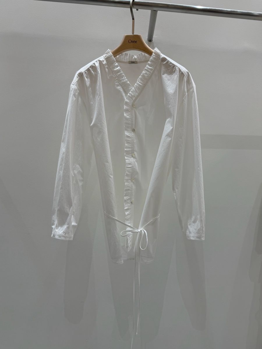 OREE韓國東大門直郵女裝新款時尚熱賣職業襯衫蕾絲衫含腰繩OREE襯衫/蕾絲衫