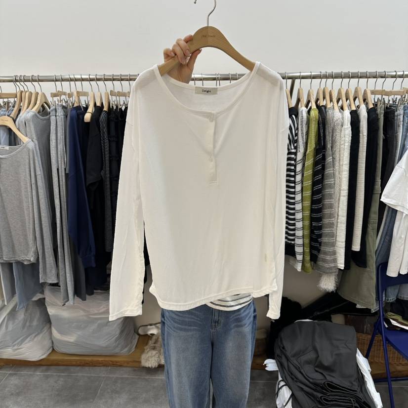 DELIGHT-L韓國直郵實拍女裝新品時尚職業長袖T恤不含內搭DELIGHT-L長袖T恤