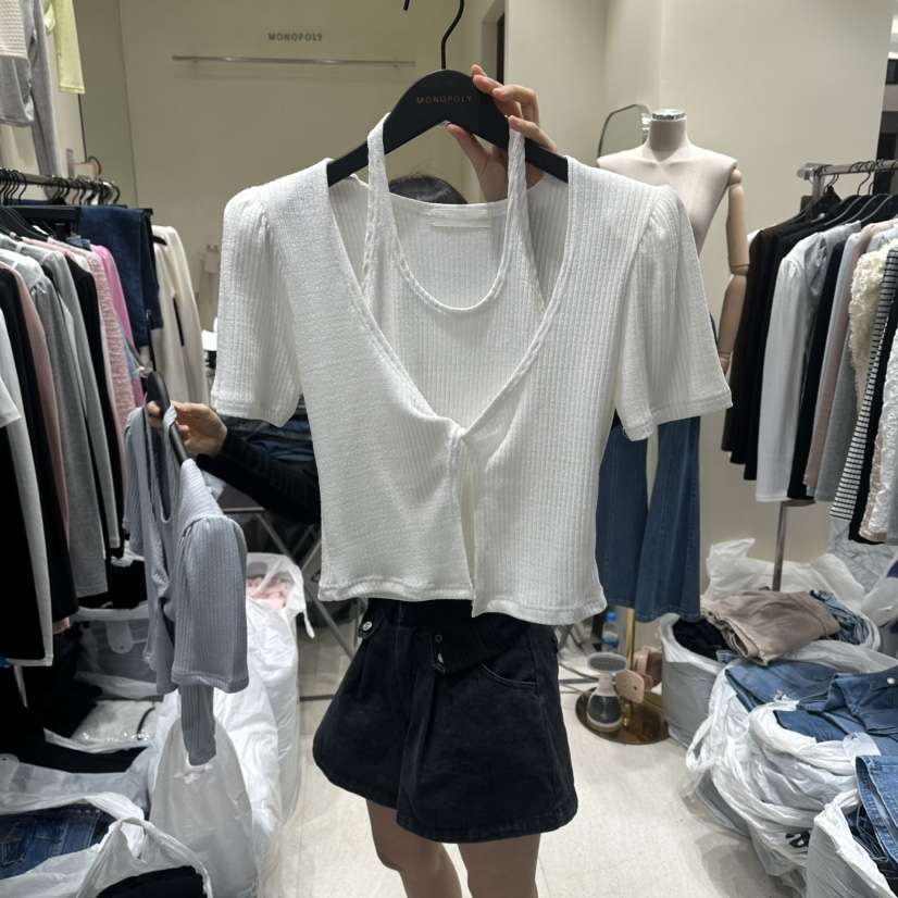 MONOPOLY韓國東大門代購女士新品時尚26春夏休閑T恤假兩件MONO_POLYT恤