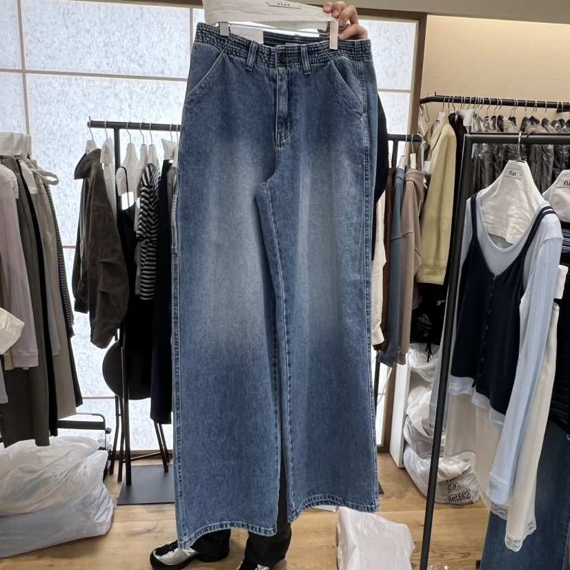 FLAT韓國東大門直郵女裝新品26春夏推薦熱賣休閑人氣牛仔褲FLAT牛仔褲