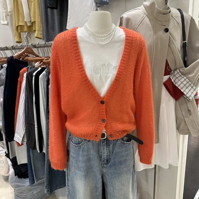 MELO韓國代購女裝新款職業推薦時尚26春夏休閑人氣針織衫V領MELO針織衫