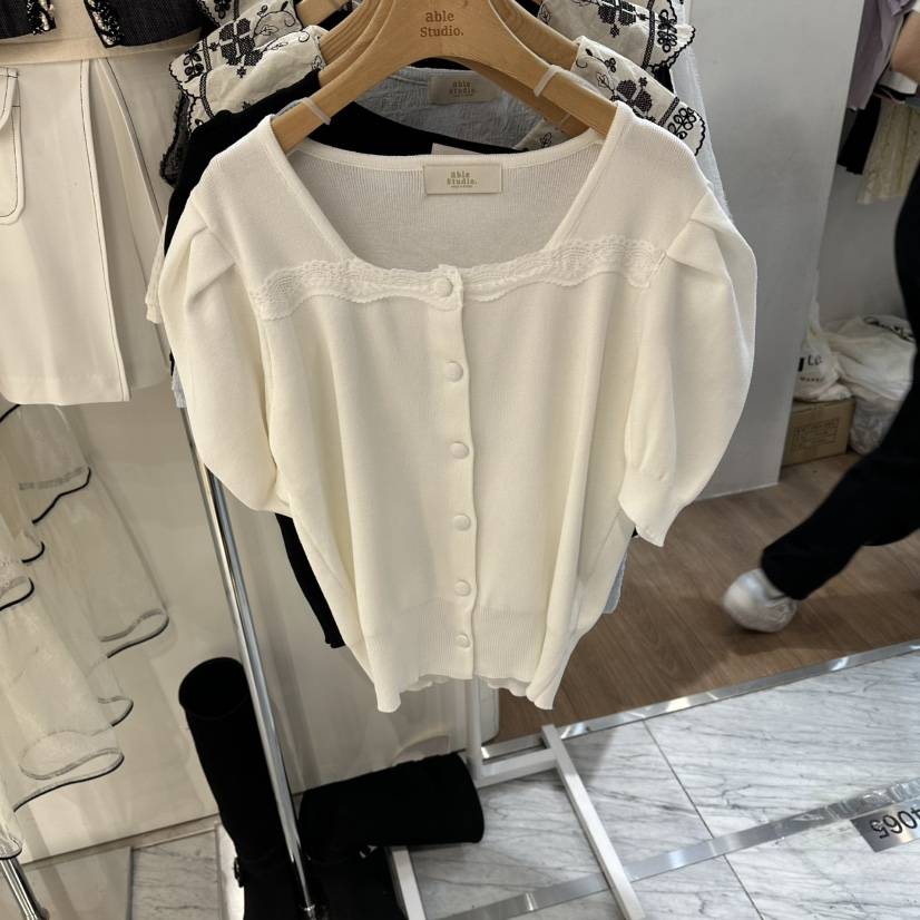 ABLESTUDIO韓國代購女裝新品熱賣職業人氣26春夏針織衫蕾絲ABLESTUDIO針織衫
