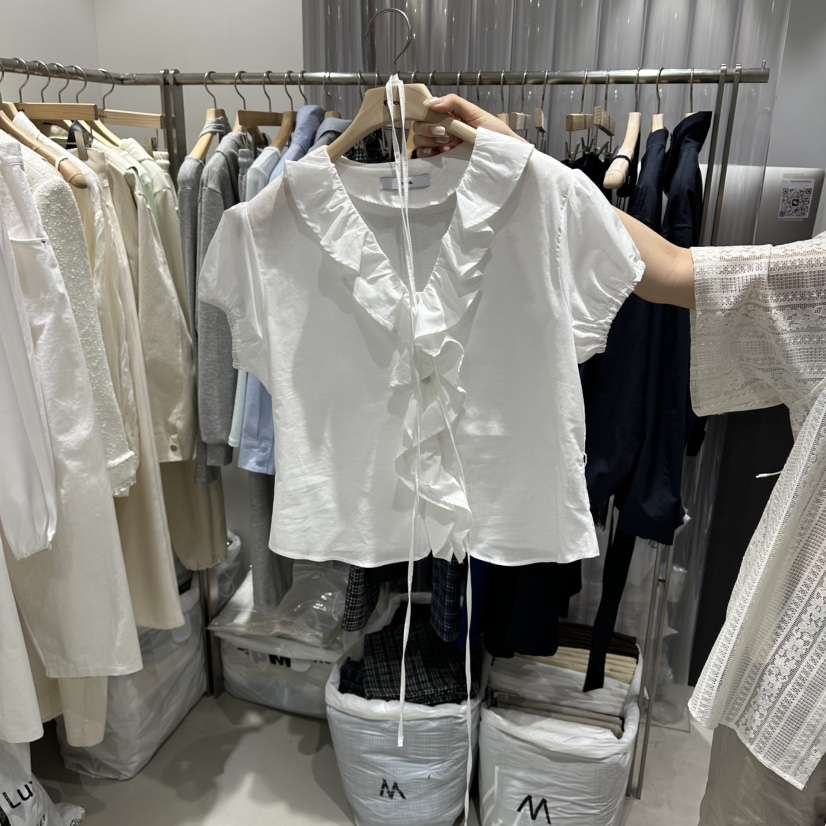 GREEK韓國直郵實拍女士新品職業休閑熱賣襯衫蕾絲衫含腰繩GREEK襯衫/蕾絲衫