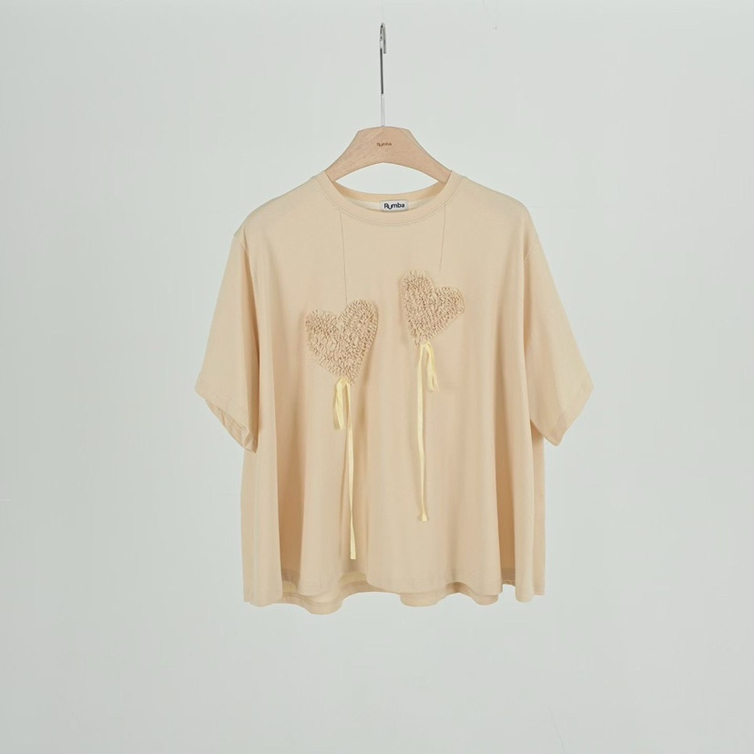 RUMBA韓國直郵實拍女裝新品休閑26春夏人氣時尚熱賣T恤刺繡RUMBAT恤