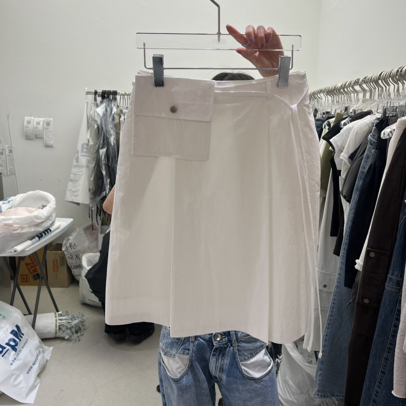 PADO韓國直郵實拍女士新款職業半身裙中短裙含腰包口袋褶裥PADO半身裙/中短裙