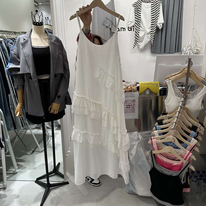 DREAM GIRIS-Q韓國東大門直郵女士新款職業連衣裙荷葉邊短款DREAM GIRIS-Q連衣裙