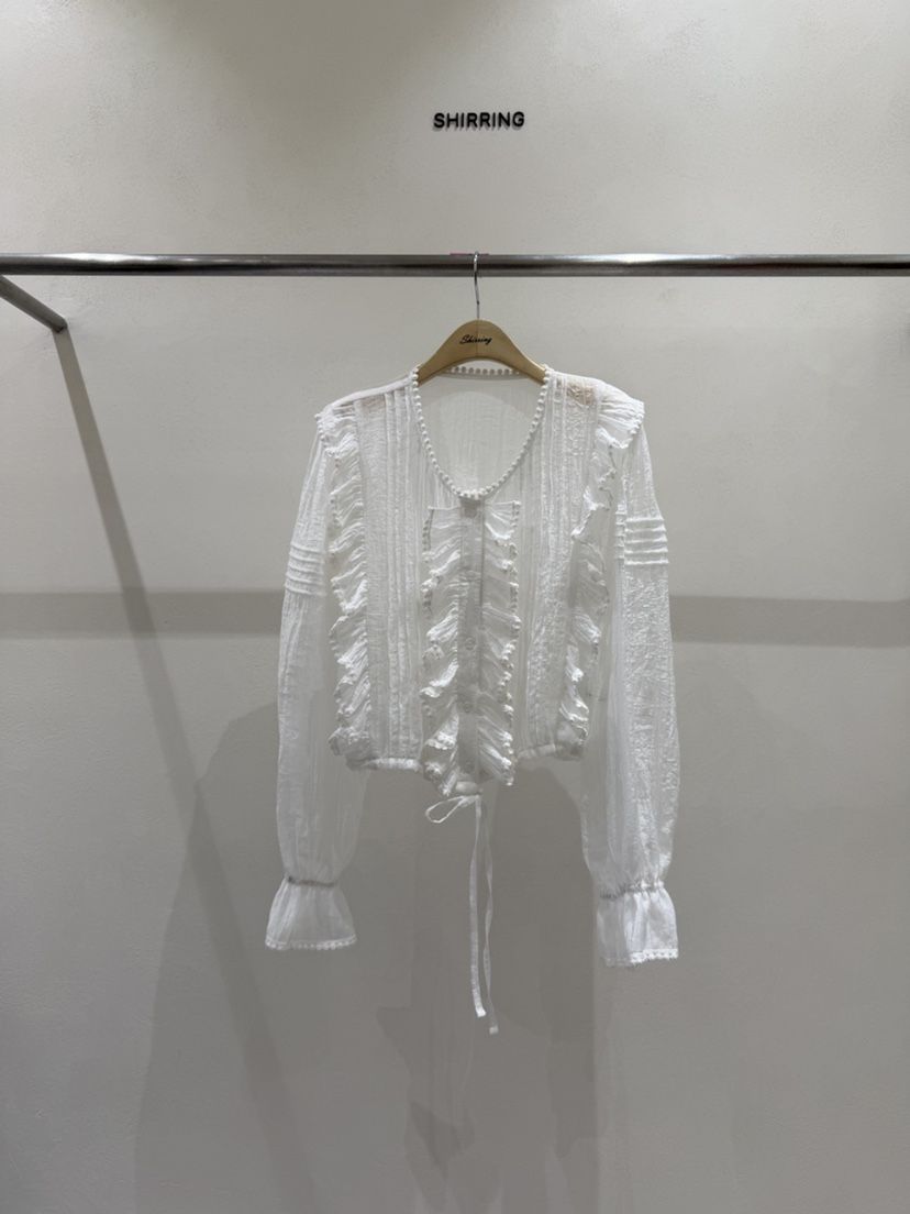SHIRRING韓國直郵女裝新款推薦休閑時尚熱賣職業襯衫蕾絲衫SHIRRING襯衫/蕾絲衫