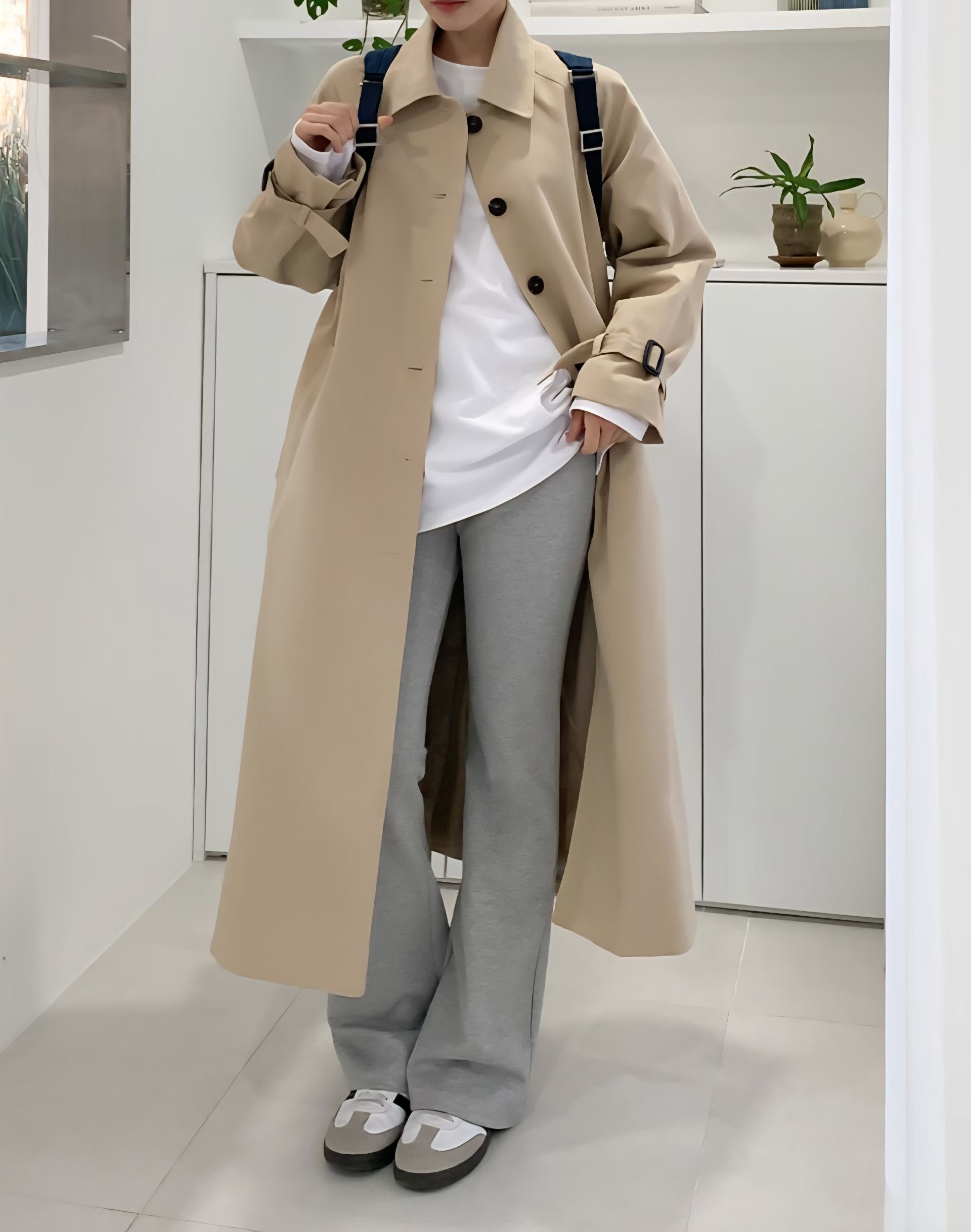 PLACE東大門直郵女裝新品真品職業人氣26春夏長款風衣含腰帶PLACE長款風衣