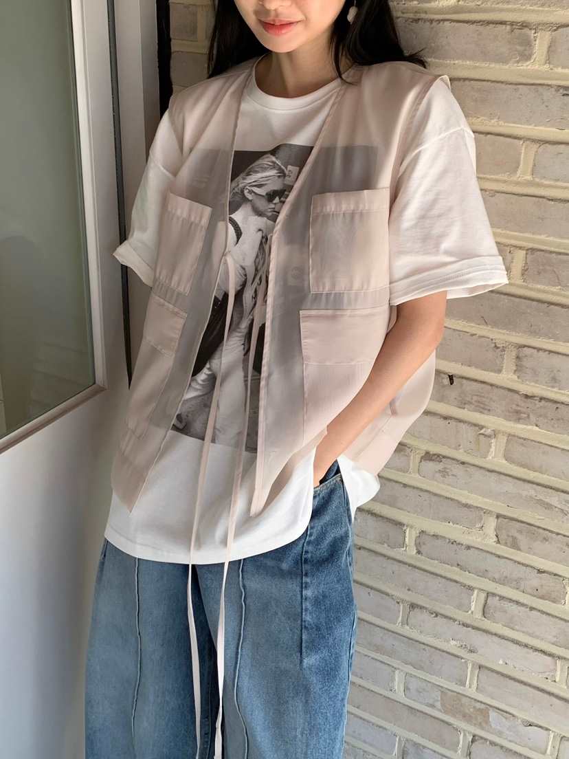 LOVE MY SANTA東大門直郵女士新品職業熱賣馬甲口袋透明Santa/LOVE MY SANTA馬甲