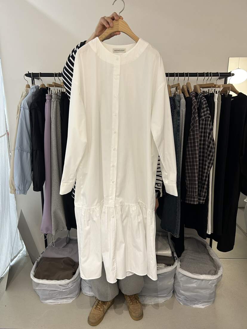 AS THOUGHT韓國直郵女士新款推薦時尚職業26春夏連衣裙褶皺AS THOUGHT連衣裙