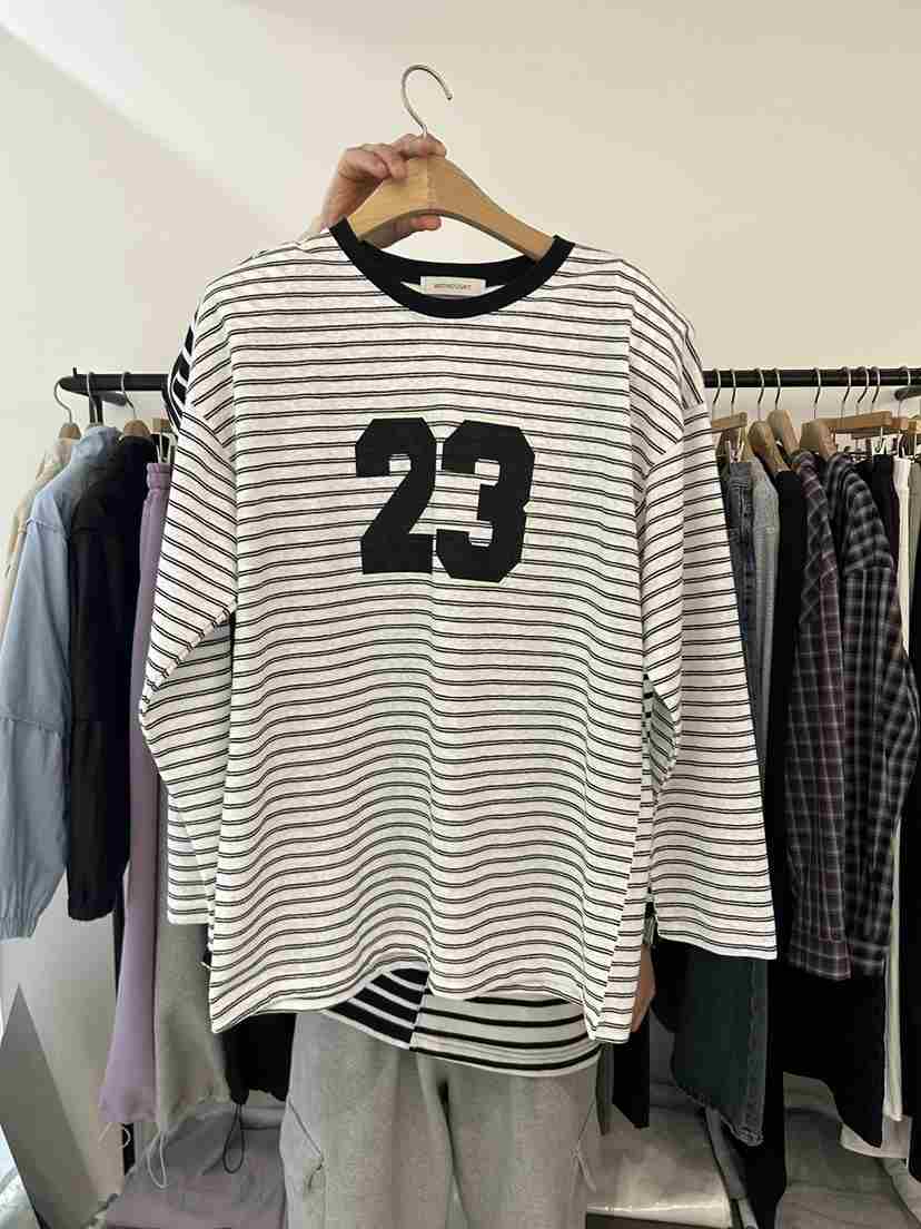 AS THOUGHT韓國直郵女裝新款時尚職業真品長袖T恤條紋棉AS THOUGHT長袖T恤