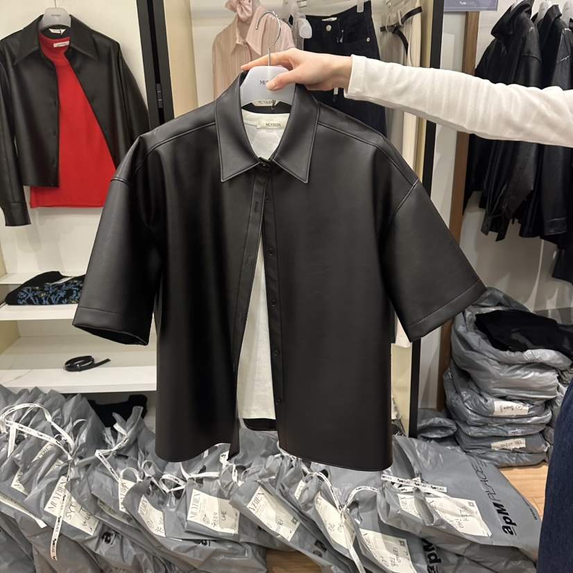 MUYBIEN韓國直郵女裝新款26春夏職業人氣時尚休閑皮衣皮革MUYBIEN皮衣