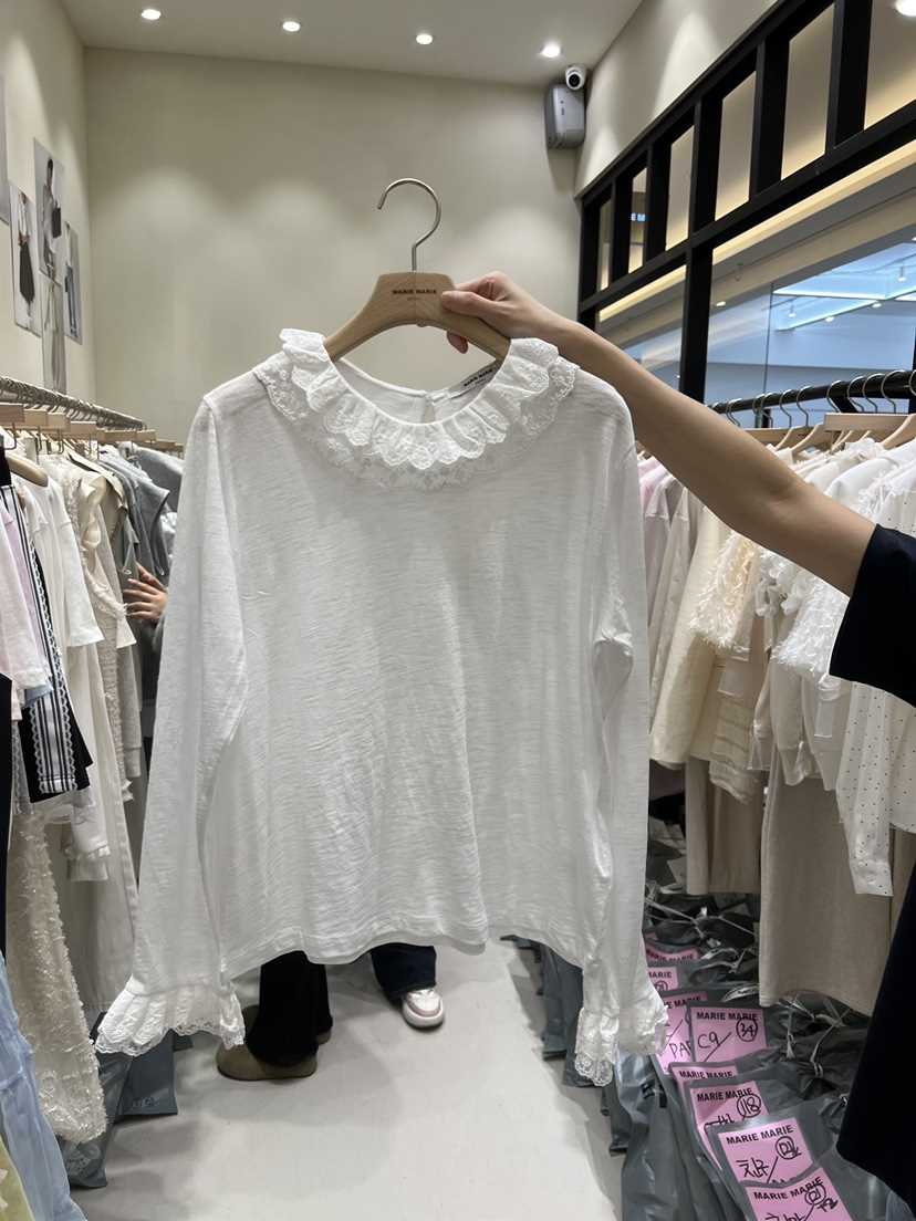 MARIE MARIE東大門實拍女裝新款真品熱賣休閑長袖T恤蕾絲MARIE MARIE長袖T恤