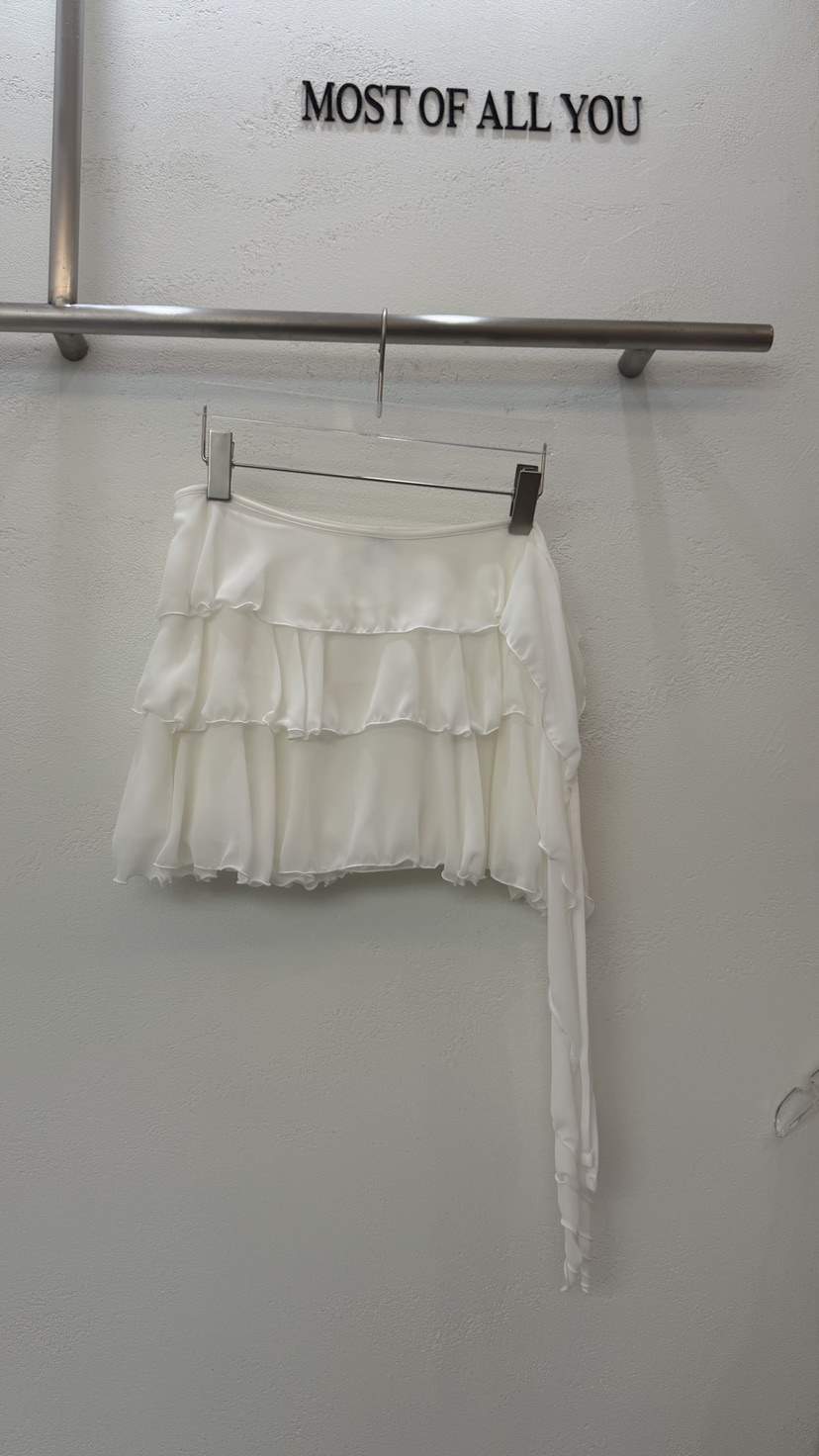 MOST OF ALL U東大門直郵女士新品熱賣短裙荷葉邊披肩雪紡MOST OF ALL U短裙