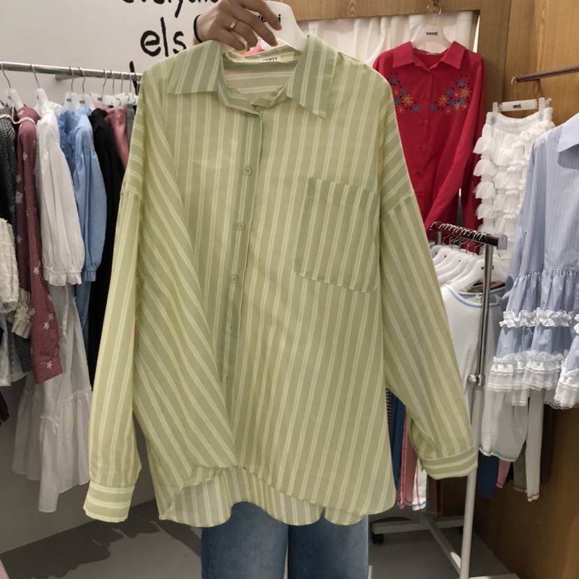 VENTI韓國代購女士新品熱賣職業休閑26春夏襯衫蕾絲衫條紋VENTI襯衫/蕾絲衫