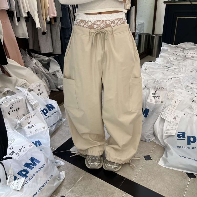 VIRKIN東大門實拍女士新品真品26春夏時尚熱賣休閑褲蕾絲棉VIRKIN休閑褲