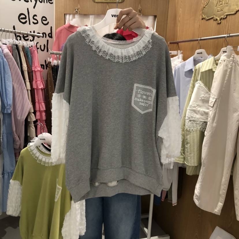 VENTI東大門直郵女裝新品休閑真品推薦26春夏熱賣衛衣蕾絲VENTI衛衣