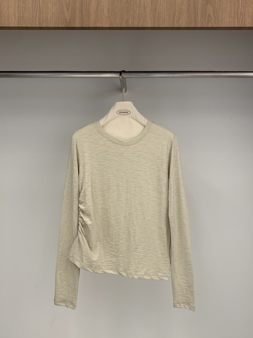 ONE MONE東大門直郵女裝新款人氣熱賣推薦職業長袖T恤褶皺ONE MONE長袖T恤