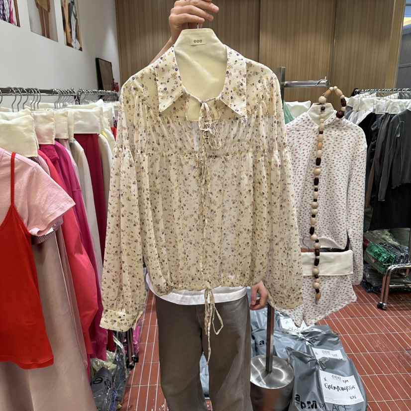 E/E/E韓國代購女裝新款熱賣休閑人氣推薦26春夏襯衫蕾絲衫E/E/E襯衫/蕾絲衫