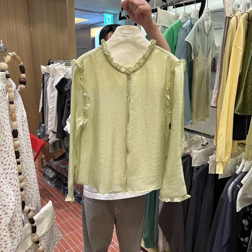 E/E/E東大門實拍女士新款26春夏人氣推薦職業襯衫蕾絲衫E/E/E襯衫/蕾絲衫