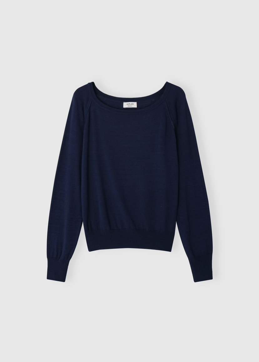 A Flan韓國直郵女裝新品休閑推薦人氣時尚針織衫修身露肩AFN/FLAN EDITION針織衫