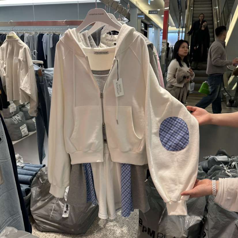 ATPZ韓國代購女裝新品時尚推薦26春夏夾克連帽衫拉鏈格子ATTENTION PLEAES夾克