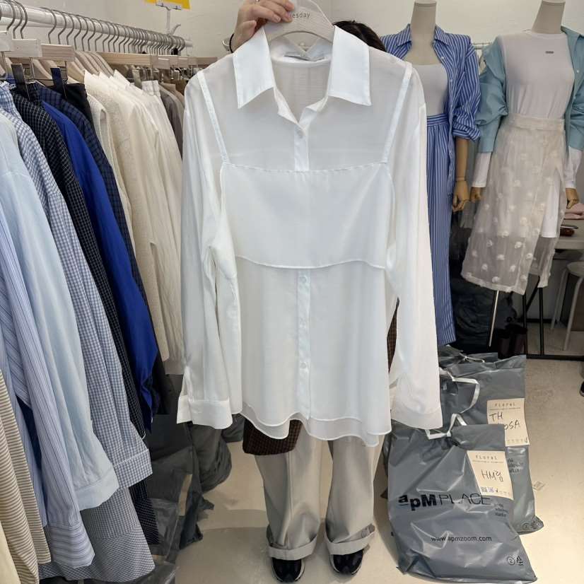 FLORAL韓國直郵女裝新款休閑熱賣推薦26春夏襯衫蕾絲衫假兩件FLORAL襯衫/蕾絲衫