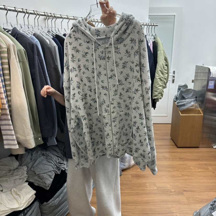 GABIZON東大門實拍女士新款真品推薦夾克華夫格連帽衫拉鏈GABIZON夾克