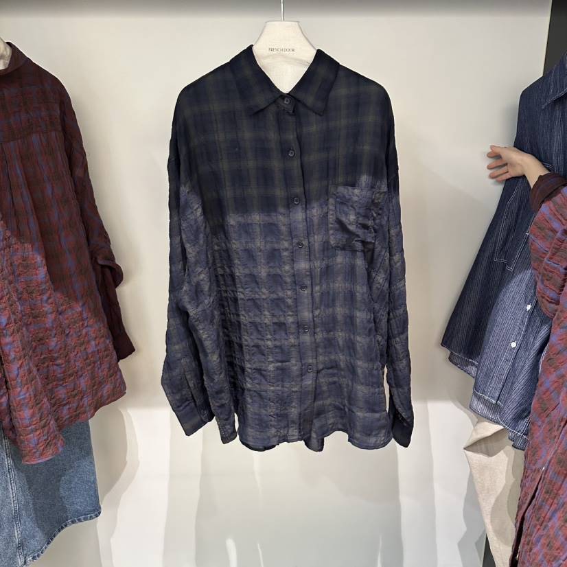 FRENCH DOOR韓國代購女士新品推薦真品熱賣襯衫蕾絲衫格子FRENCH DOOR襯衫/蕾絲衫