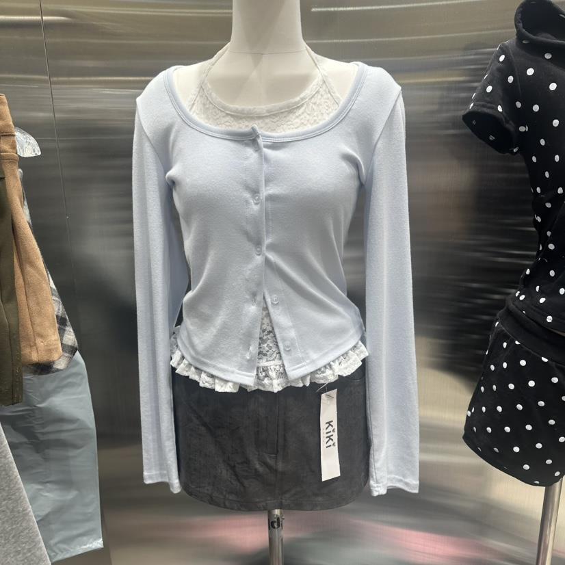 KIKI東大門實拍女裝新品真品休閑26春夏職業時尚針織衫蕾絲KIKI針織衫