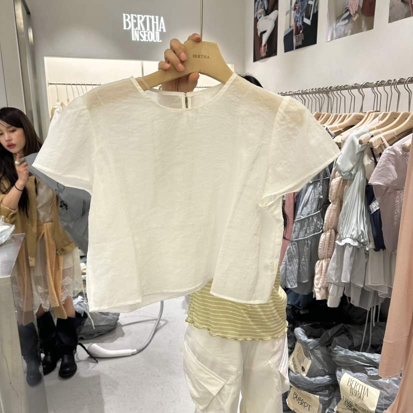 BERTHA韓國代購女士新款真品休閑推薦時尚職業人氣T恤透明BERTHAT恤