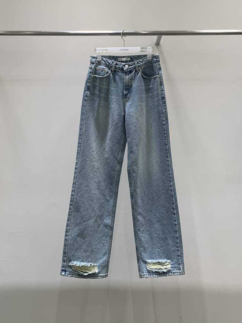 LOVE MOMENT東大門代購女士新款真品推薦休閑牛仔褲復古LOVE MOMENT牛仔褲