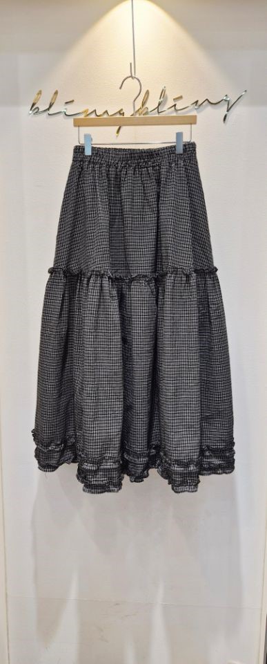 BLING BLING-S/RICO東大門實拍女士新款真品長裙荷葉邊格紋BLING BLING-S/RICO長裙