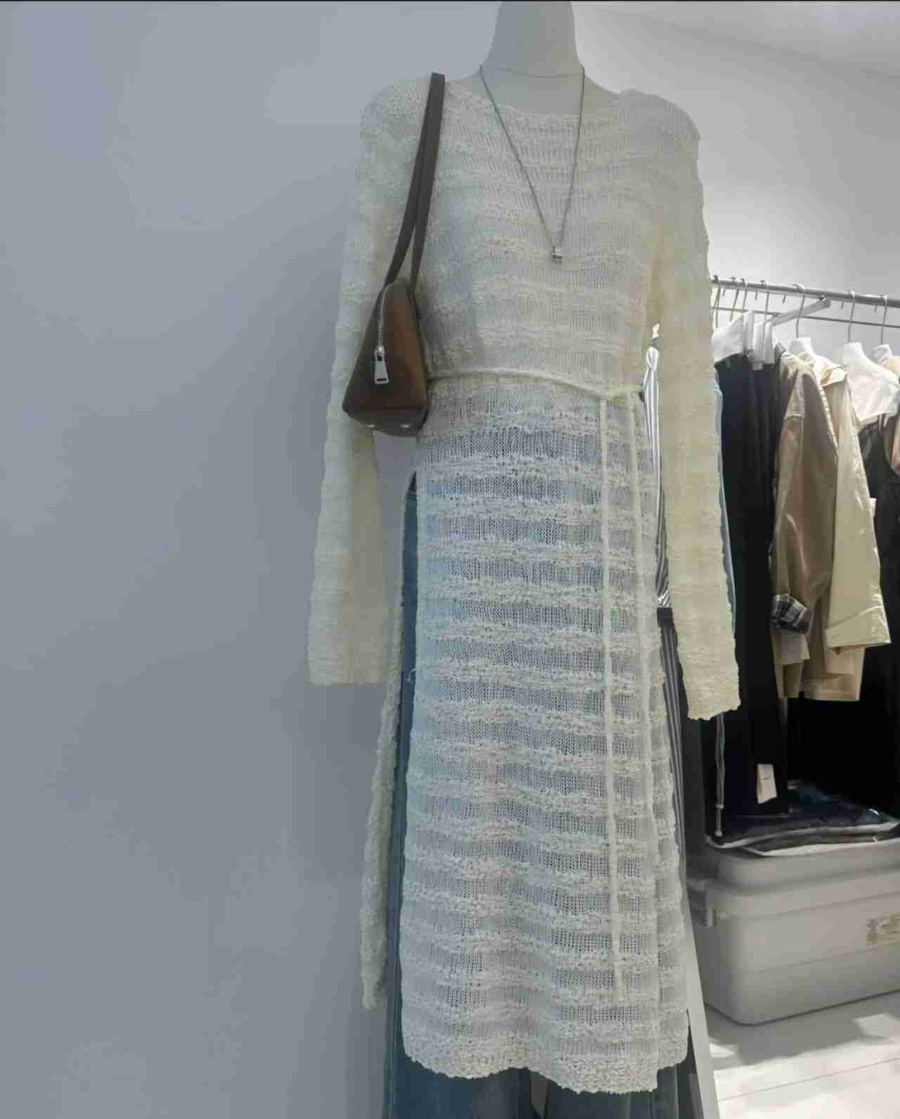 MARCIA-마샤-OT韓國直郵實拍女士新款職業連衣裙含腰繩開衩長款MARCIA連衣裙