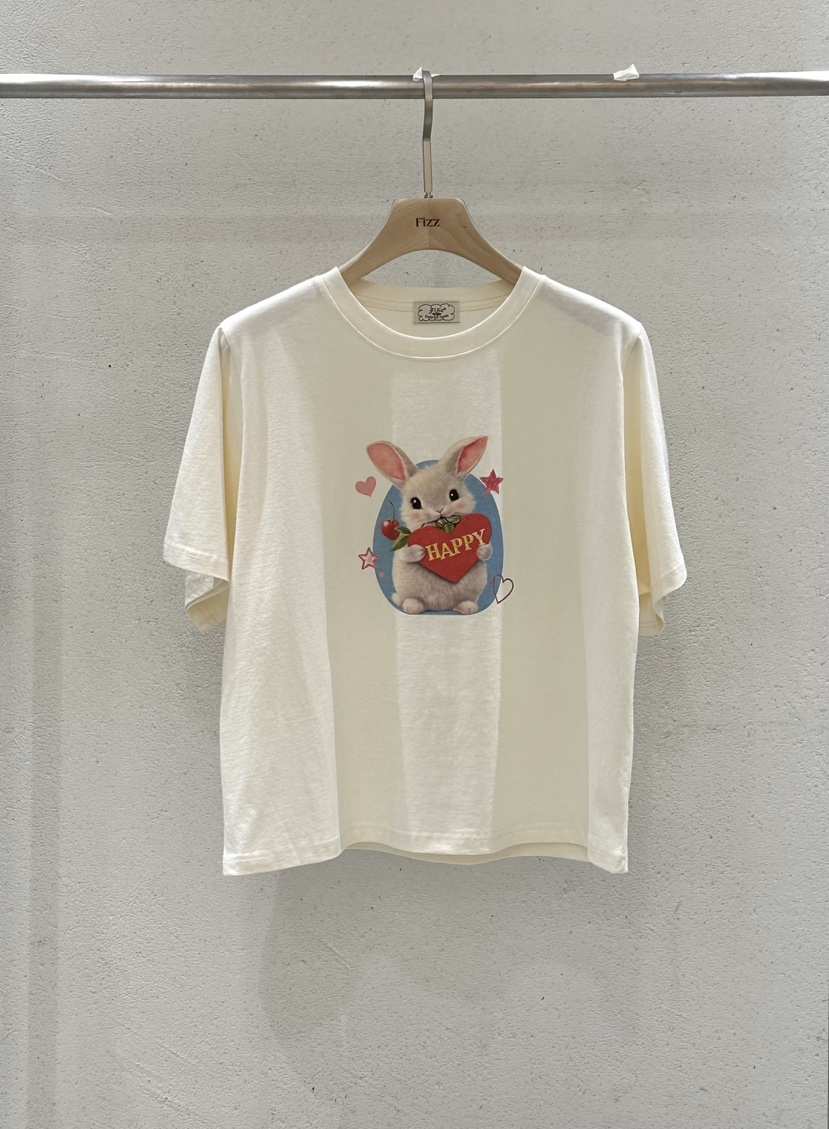 FIZZ韓國直郵女士新款推薦職業休閑26春夏人氣時尚T恤兔子FIZZT恤
