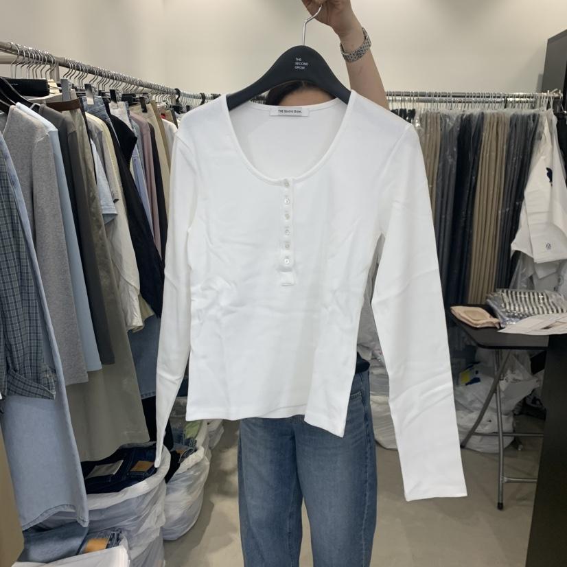 THE SECOND GROW韓國直郵女裝新品休閑職業長袖T恤羅紋THE SECOND GROW長袖T恤