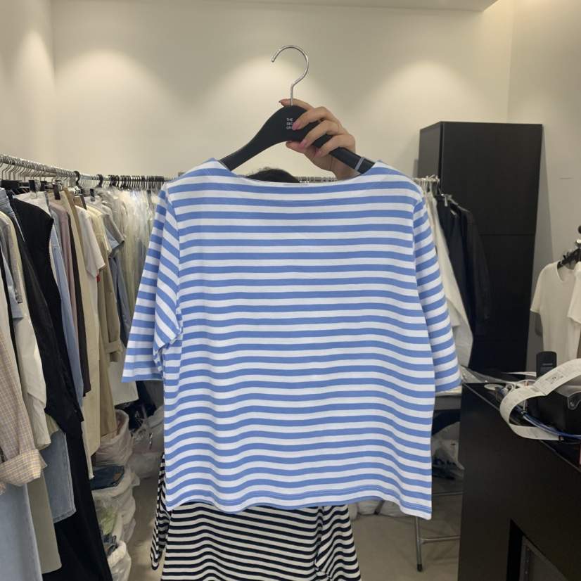 THE SECOND GROW韓國代購女士新品時尚休閑推薦T恤船領THE SECOND GROWT恤