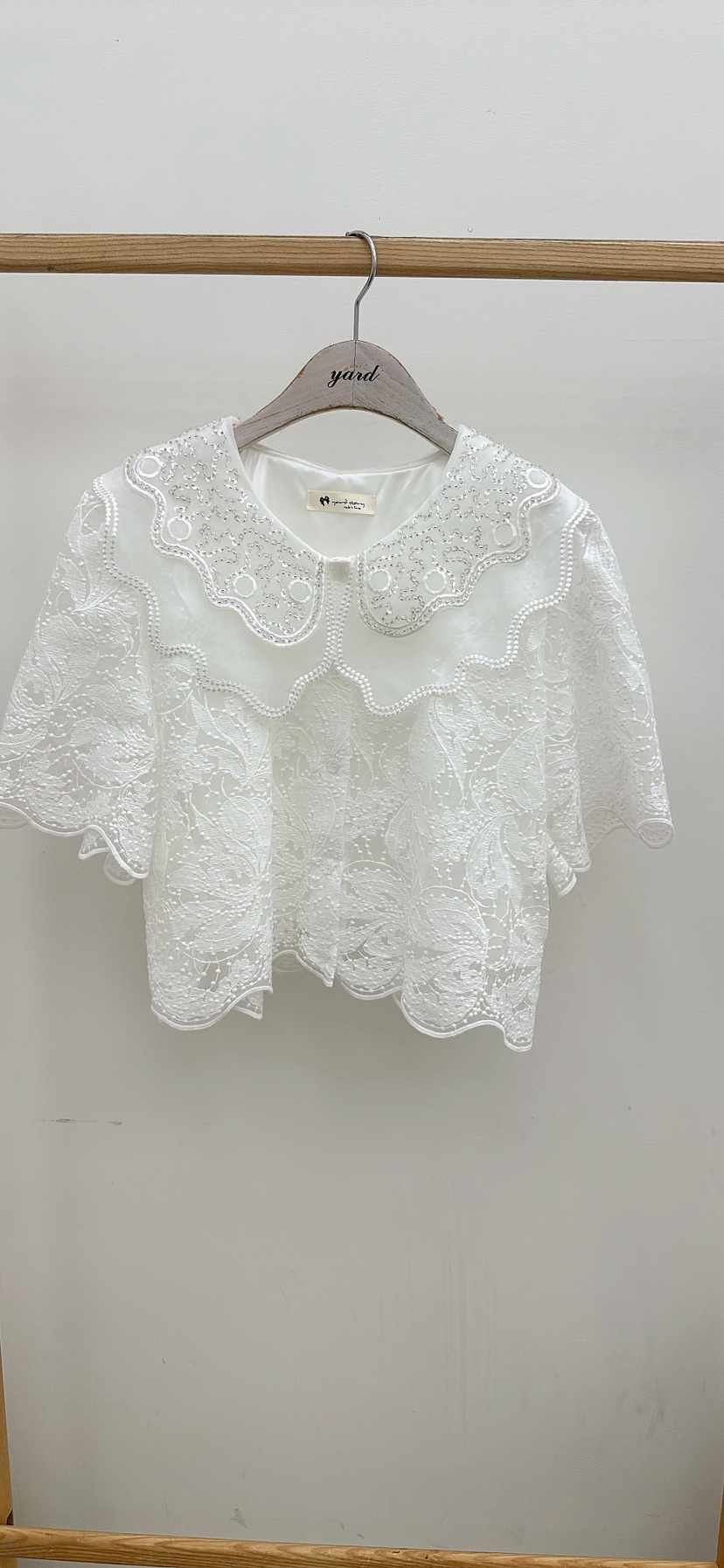 YARD韓國直郵實拍女裝新品休閑26春夏襯衫蕾絲衫刺繡繡花YARD襯衫/蕾絲衫