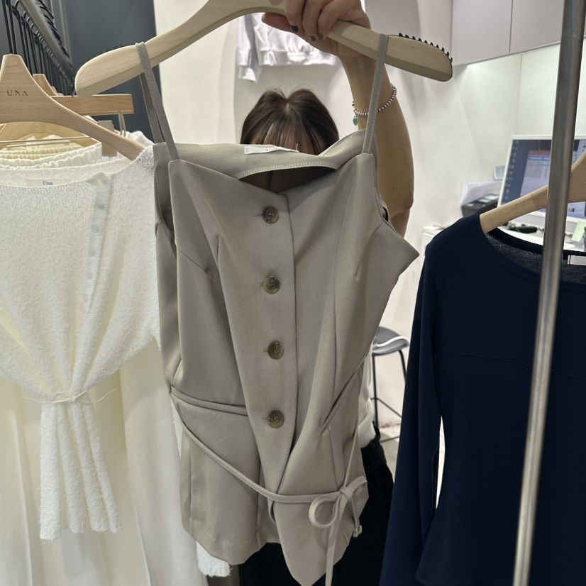 UNA/THE MAY韓國東大門直郵女裝新款人氣時尚馬甲含腰繩THEMAY/UNA馬甲