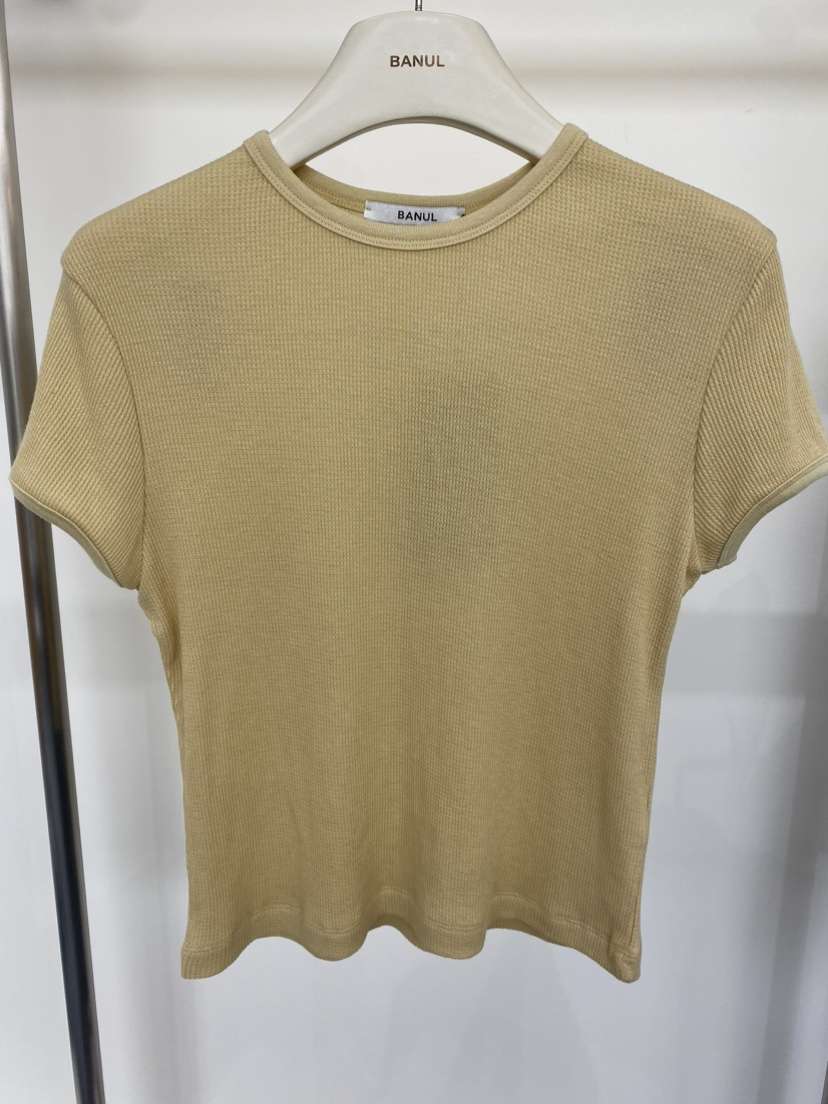 BANUL韓國東大門直郵女士新款職業休閑26春夏人氣T恤華夫格BANULT恤