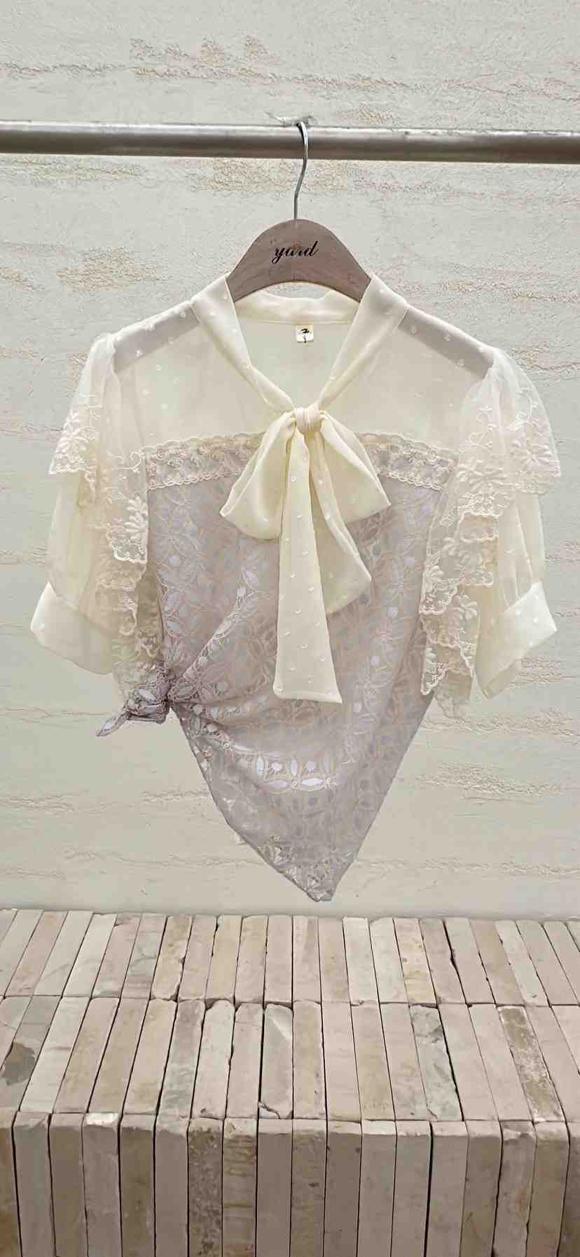 YARD韓國直郵實拍女士新款時尚26春夏休閑襯衫蕾絲衫雪紡YARD襯衫/蕾絲衫