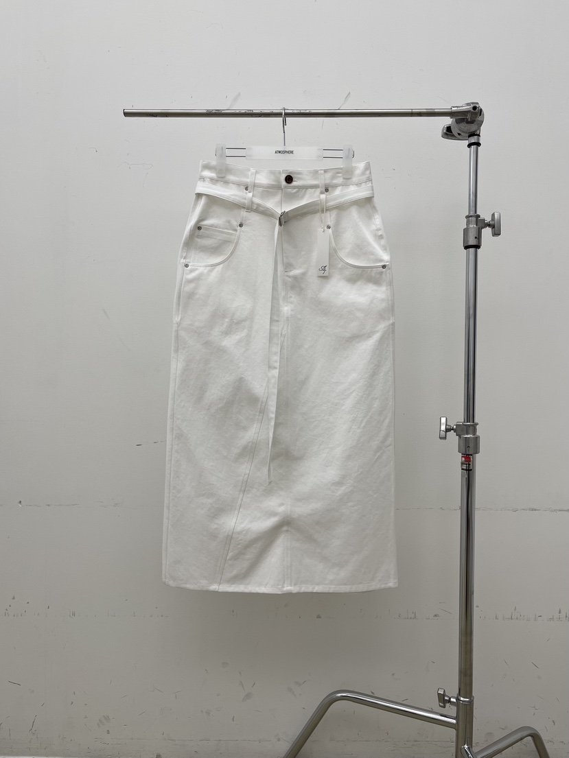 ATMOSPHERE韓國直郵實拍女士新品時尚職業推薦長裙含腰帶ATMOSPHERE/BLING長裙