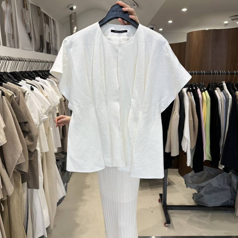 LE EDITION/LEBOENE韓國代購女裝新款人氣襯衫蕾絲衫褶裥亞麻LE EDITION/LEBOENE襯衫/蕾絲衫