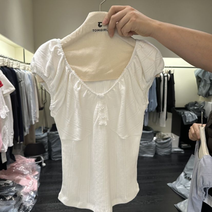 TOMGIRL韓國東大門直郵女裝新款休閑熱賣人氣推薦T恤褶皺TOMGIRLT恤